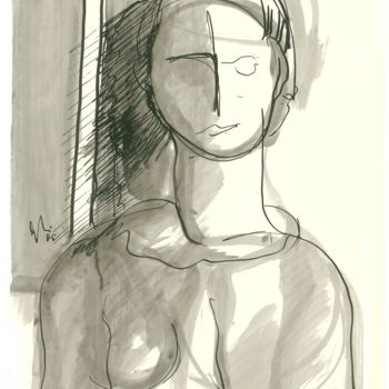 Drawing titled "luisa" by Bruno, Original Artwork, Ink