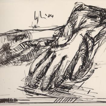 Disegno intitolato "guanti di gomma" da Bruno, Opera d'arte originale, Inchiostro