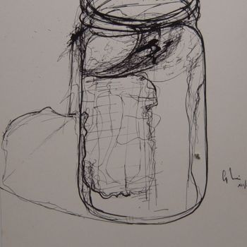 Drawing titled "vaso di vetro" by Bruno, Original Artwork, Ink