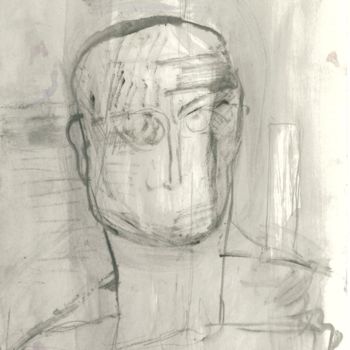Disegno intitolato "uomo triste" da Bruno, Opera d'arte originale, Inchiostro