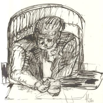 Drawing titled "papà romolo" by Bruno, Original Artwork, Ink