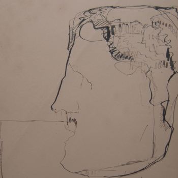 Drawing titled "compagno di lavoro" by Bruno, Original Artwork, Ink