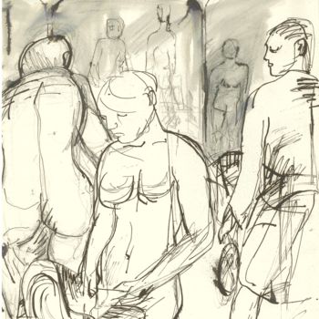Drawing titled "interno di negozio.…" by Bruno, Original Artwork, Ink