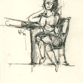Drawing titled "amica-di-bar" by Bruno, Original Artwork, Ink