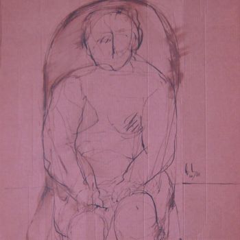 Disegno intitolato "riposo-di-nonna-aga…" da Bruno, Opera d'arte originale, Inchiostro