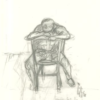 Disegno intitolato "uomo seduto" da Bruno, Opera d'arte originale, Matita
