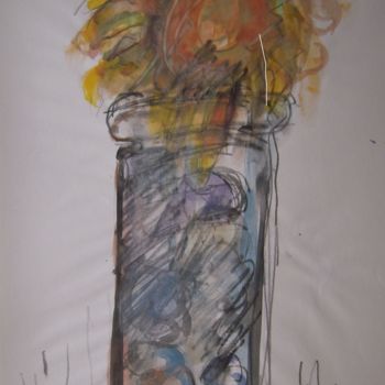 Drawing titled "vaso-con-girasole" by Bruno, Original Artwork, Other