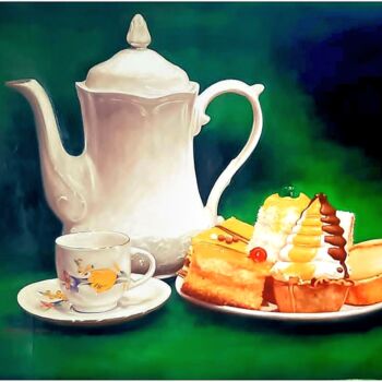 Pintura titulada "unos pasteles con u…" por Gorka Gonzalez Crespo, Obra de arte original, Oleo Montado en Bastidor de camill…