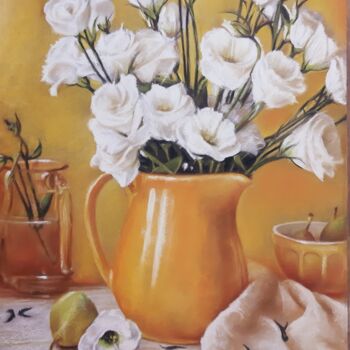 Peinture intitulée "flores" par Gorka Gonzalez Crespo, Œuvre d'art originale, Pastel Monté sur Carton