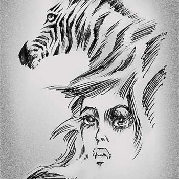 Drawing titled "Душа и взгляд зебры." by Goshanik, Original Artwork