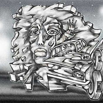 Рисунок под названием "5 секунд автомобиль…" - Goshanik, Подлинное произведение искусства