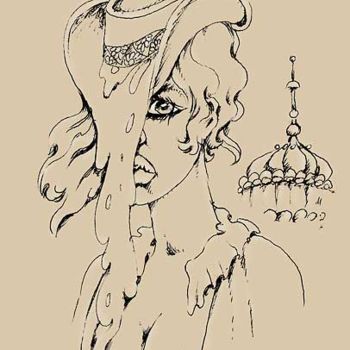 Zeichnungen mit dem Titel "Шляпка, стекающая н…" von Goshanik, Original-Kunstwerk