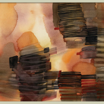Schilderij getiteld "Abstract compositio…" door Gosia Grzesczyk, Origineel Kunstwerk, Aquarel