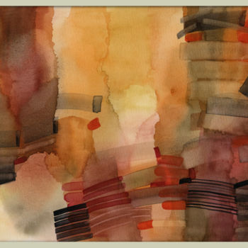 Painting titled "Abstract compositio…" by Gosia Grzesczyk, Original Artwork, Watercolor