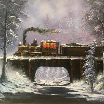 Painting titled "Train to nowhere ?" by Malgorzata Kuraczyk, Original Artwork