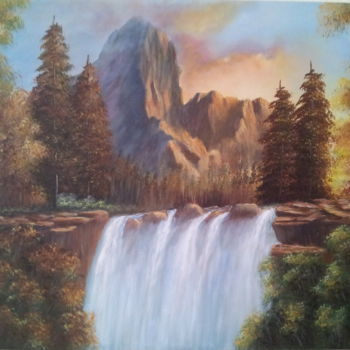 Painting titled "Waterfall 2" by Malgorzata Kuraczyk, Original Artwork, Acrylic