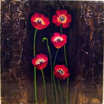 Malarstwo zatytułowany „poppies” autorstwa Malgorzata Kuraczyk, Oryginalna praca, Akryl