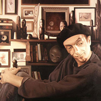 Peinture intitulée "Le philosophe" par Goss, Œuvre d'art originale, Huile Monté sur Panneau de bois