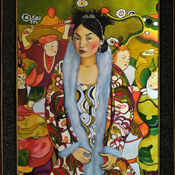 Painting titled "La Mongole Klimtée" by Catherine Gosselin, Original Artwork, Oil