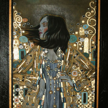 Painting titled "la-femme-au-manteau…" by Catherine Gosselin, Original Artwork, Oil