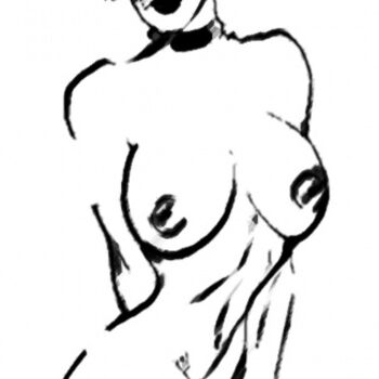 Drawing titled "Collared Nude" by Gothicoverlord, Original Artwork