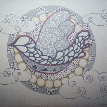 Drawing titled "peace bird" by Gotié, Original Artwork, Ink