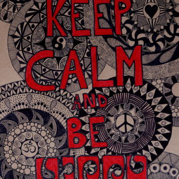 Disegno intitolato "Keep calm and be hi…" da Gotié, Opera d'arte originale, Inchiostro