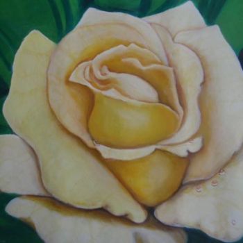 Peinture intitulée "Rosa Amarilla" par Yumira Guevara, Œuvre d'art originale