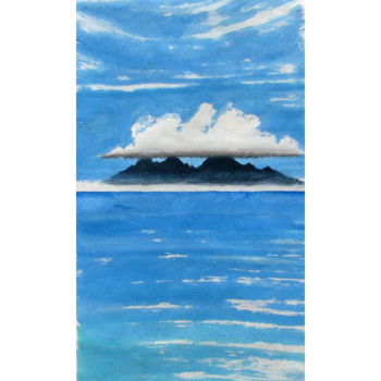 Peinture intitulée "Une Isle Un Nuage" par Gotz, Œuvre d'art originale, Encre