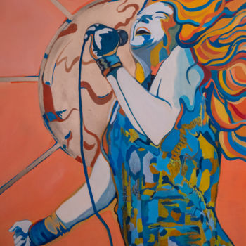 Картина под названием "Janis Joplin 3.0" - Mllegwen, Подлинное произведение искусства, Масло Установлен на Деревянная рама д…