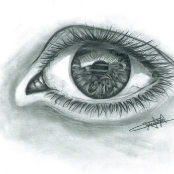 Drawing titled "Eye" by Houda Gouider, Original Artwork