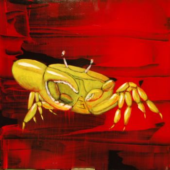 Malerei mit dem Titel "37 - Crabe en péril…" von Pag, Original-Kunstwerk, Öl