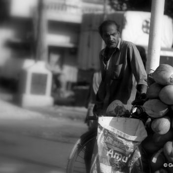 Photography titled "The Coconut Seller." by Goutam Chakraborty, Original Artwork