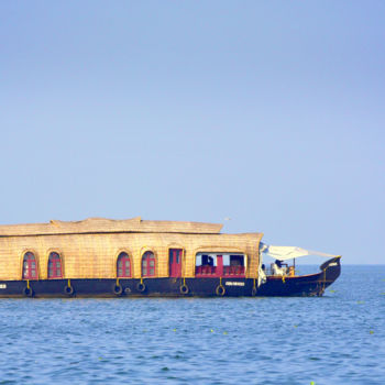 Photography titled "Houseboat at Backwa…" by Goutam Chakraborty, Original Artwork