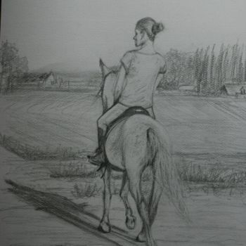 Dessin intitulée "cheval de madame mi…" par Gouverneur, Œuvre d'art originale