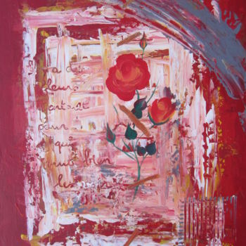 Painting titled "Qui aime les fleurs" by Ghislaine Labalme, Original Artwork, Acrylic