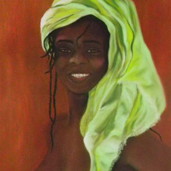 Peinture intitulée "Beauté africaine" par Grace Fleyfel, Œuvre d'art originale
