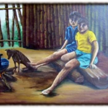 Pintura titulada "Hambre y miseria" por Graciela Barba, Obra de arte original