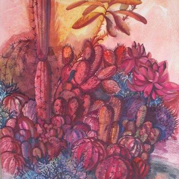 Painting titled "cactus" by Grace Choong, Original Artwork