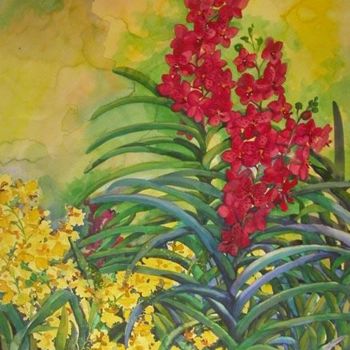 Peinture intitulée "orchids" par Grace Choong, Œuvre d'art originale