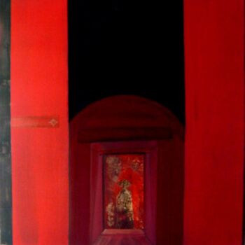 Pintura intitulada "La Maison rouge" por Gracianne Vallet, Obras de arte originais, Óleo Montado em Armação em madeira
