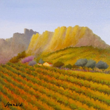 Peinture intitulée "Vignes de Montmirail" par Graciela Grimaldi, Œuvre d'art originale, Acrylique Monté sur Châssis en bois