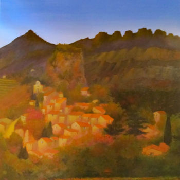 Malerei mit dem Titel "Village de la Roque…" von Graciela Grimaldi, Original-Kunstwerk, Acryl