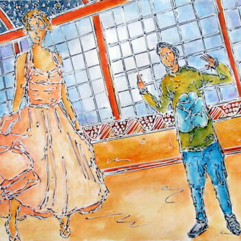 Peinture intitulée "Dança" par Grácio Freitas, Œuvre d'art originale, Acrylique Monté sur Carton