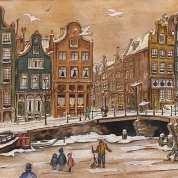 Peinture intitulée "Amsterdam's winterb…" par Graddy Been, Œuvre d'art originale