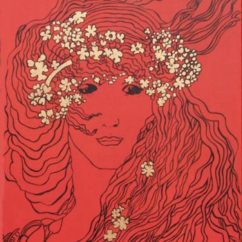 Pintura titulada "Woman in Red" por Graddy Been, Obra de arte original