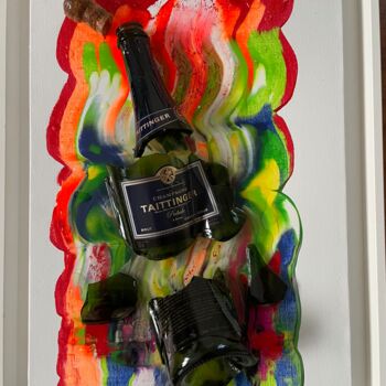 Painting titled "Champagne Bubbles" by Graeme Callaghan, Original Artwork, Glass Mounted on Wood Panel