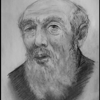 Drawing titled "portret de batran" by Victor Covaliov, Original Artwork