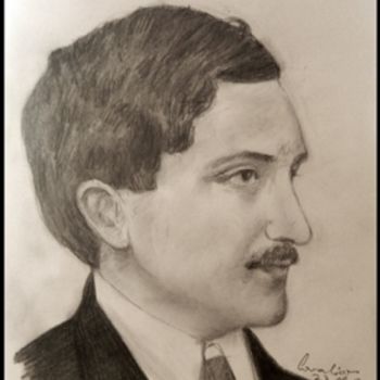 Drawing titled "George Toparceanu" by Victor Covaliov, Original Artwork