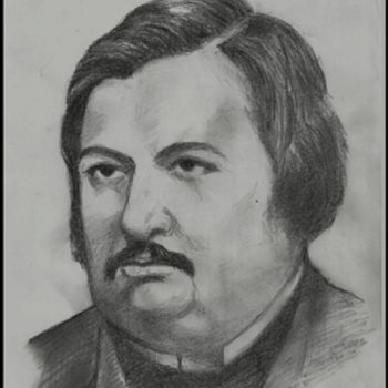 Drawing titled "Honore de Balzac" by Victor Covaliov, Original Artwork
